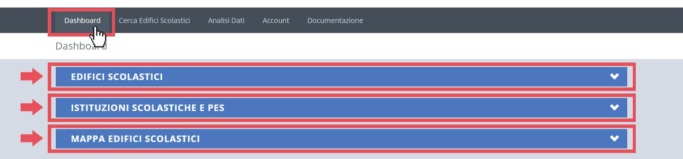 immagine pagina dashboard, finestre chiuse