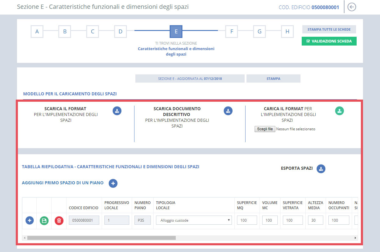 immagine pagina sezione Sezione E - Caratteristiche funzionali e dimensionali degli spazi