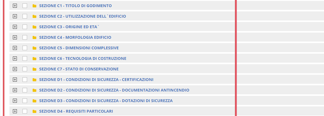 immagine pagina esportazioni, alberatura sezioni